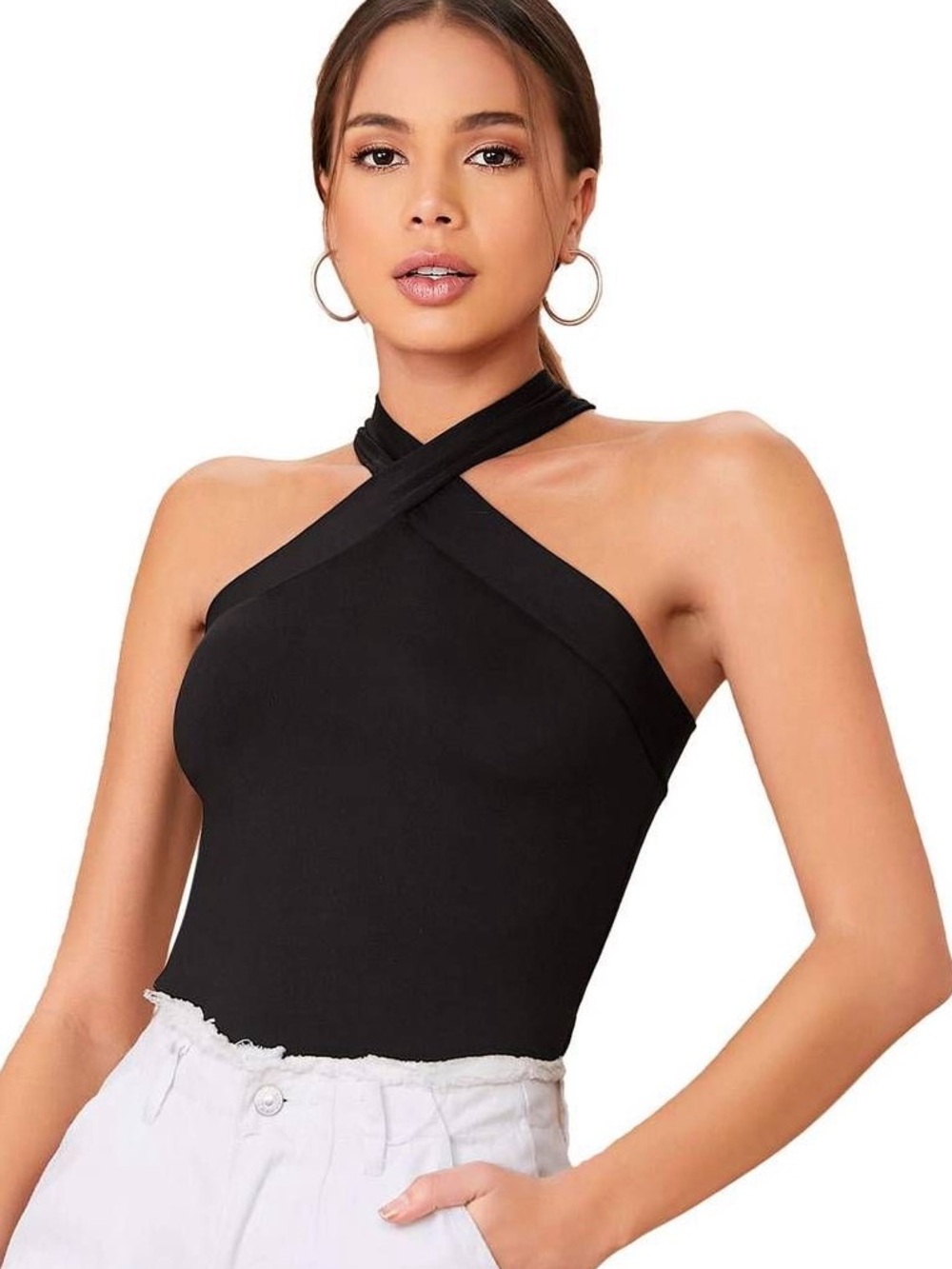Cross Neck Going Out Tops (2)